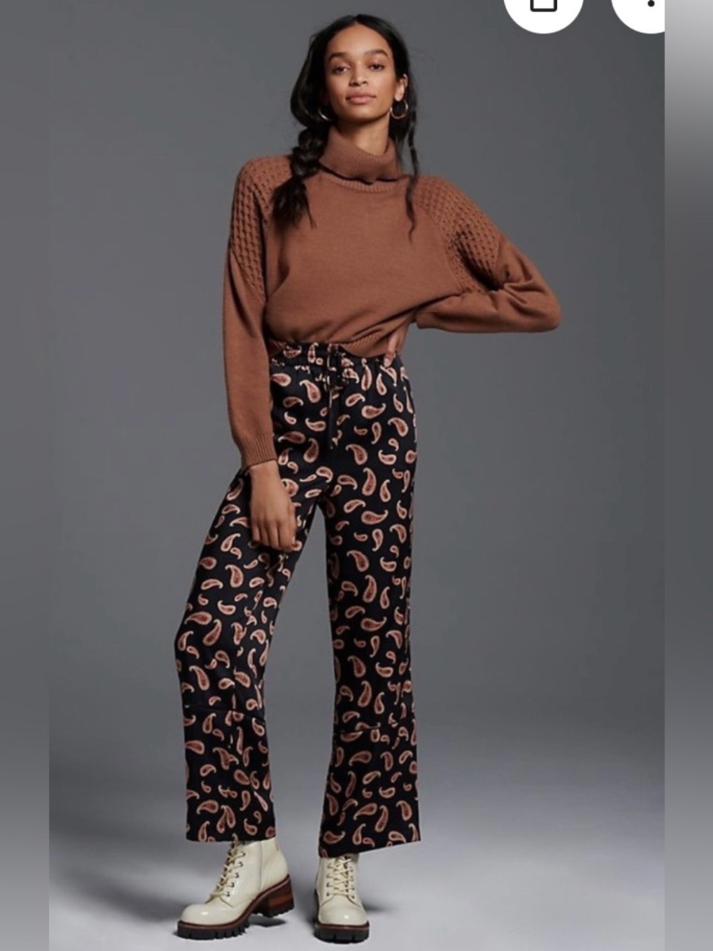 Anthropologie Vega Satin Paisley Pant M